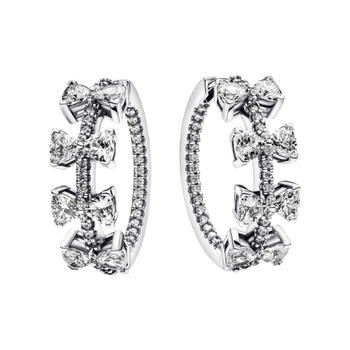 Sparkling Bow Row Hoop Earrings