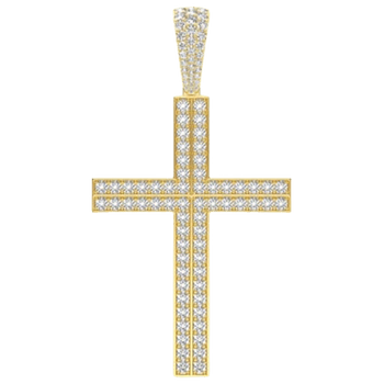 Straight Accent Cross Diamond Pendant 14k
