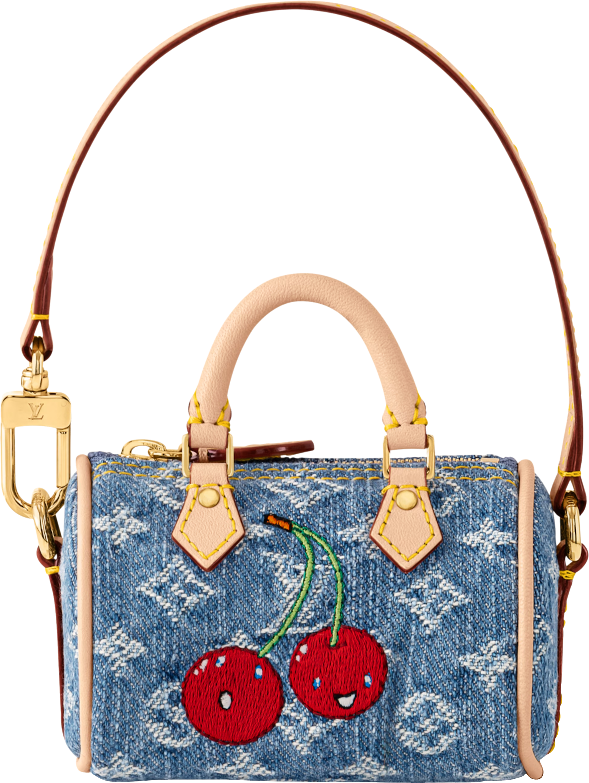Micro Speedy Denim Cerise Bag Charm