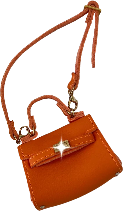 LABUBU Miniature Tote Handbag Orange With Gold Lock