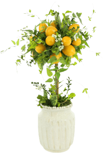 Faux Lemon Tree Ceramic Planter