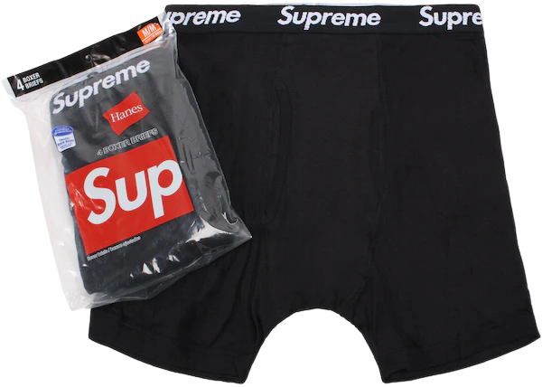Supreme Hanes Boxer Briefs (4 Pack) Black