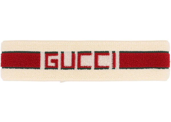 Gucci Queen Elastic Headband Ivory/Dark Green