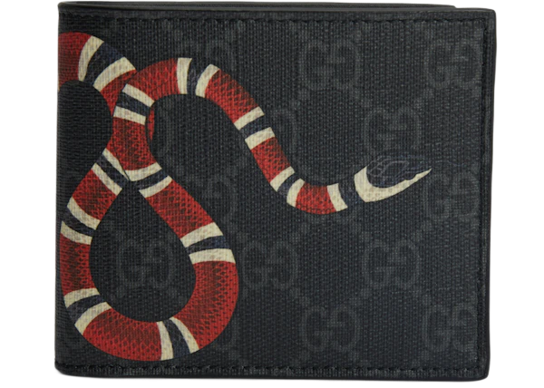 Gucci Kingsnake Wallet GG Supreme (8 Card Slots) Black