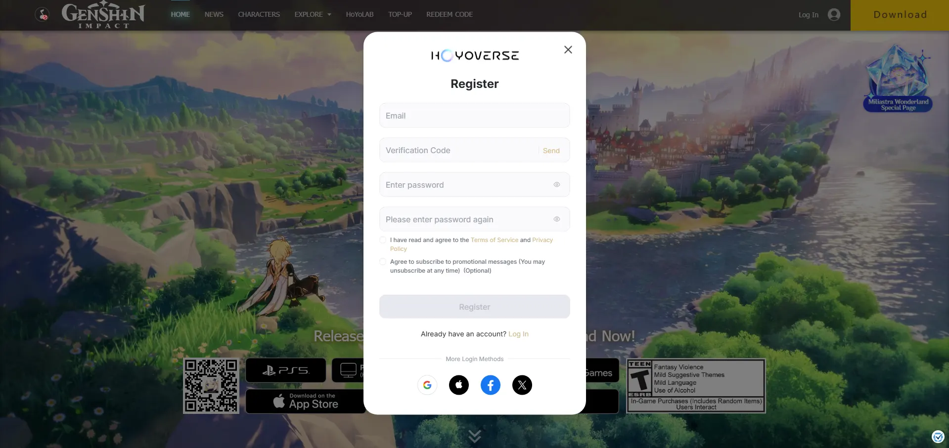 Genshin Impact - Create New Account