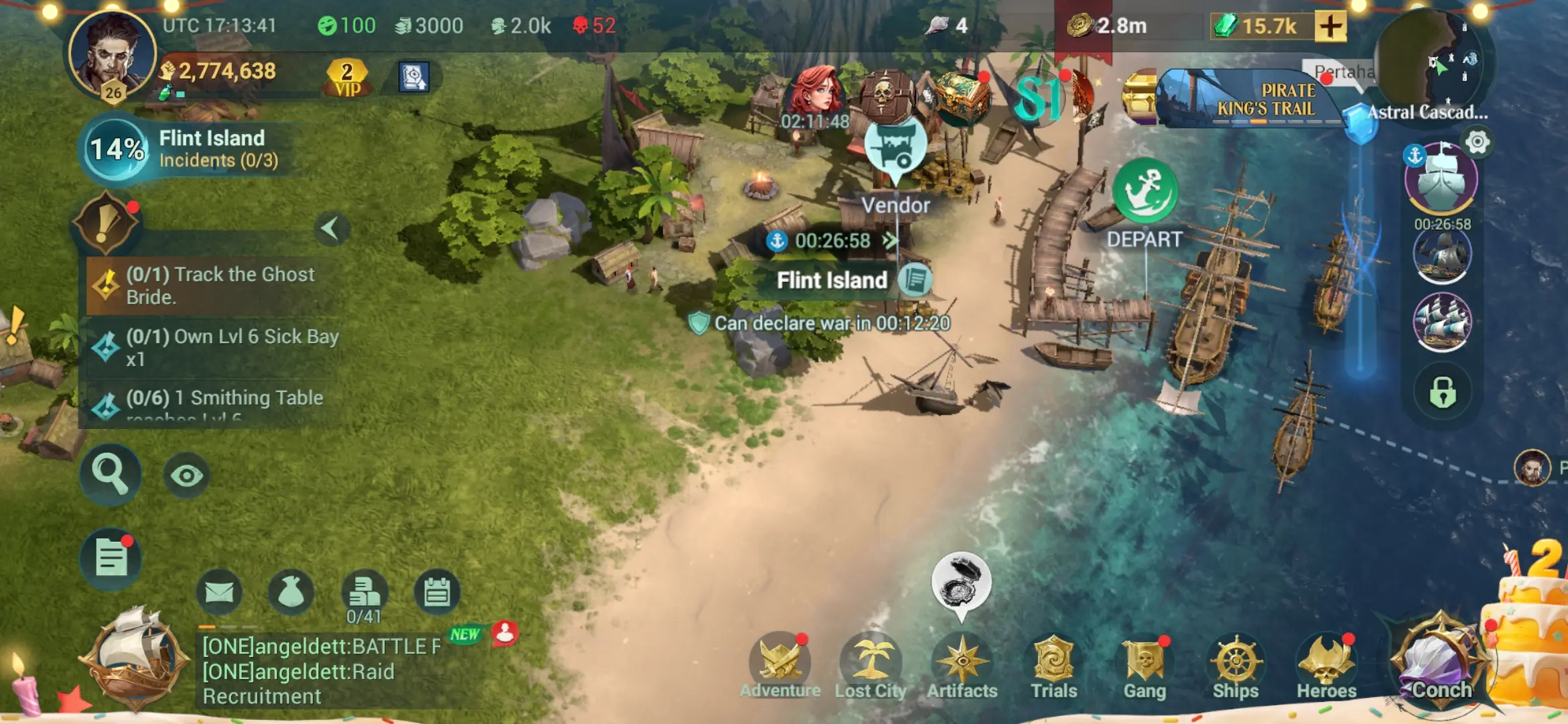 Attack enemies and Declare war on Reign of pirates