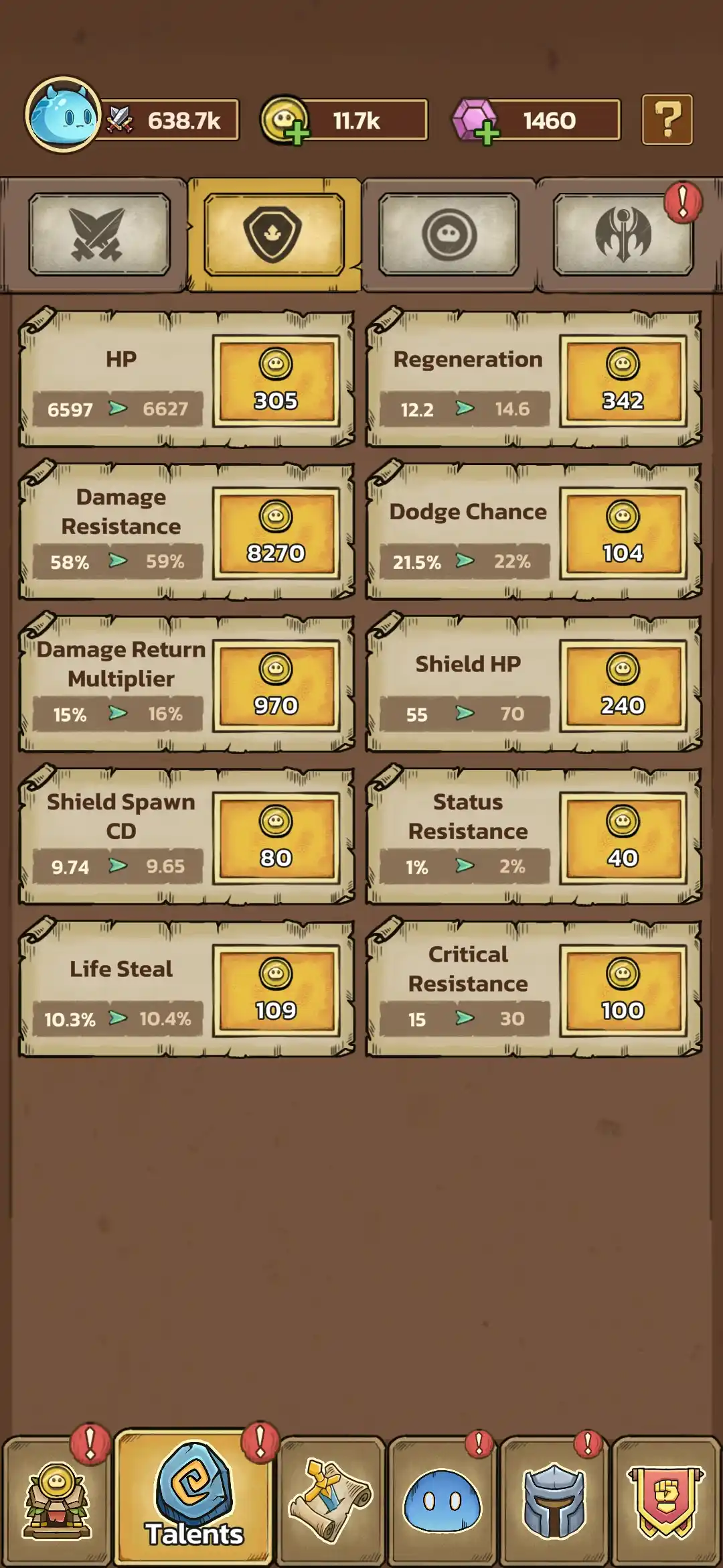 Defensive Upgrade Screen